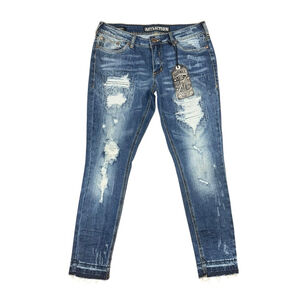 NEW Women's Affliction Raquel Jeans Size 31 Distressed grunge stretch $150
